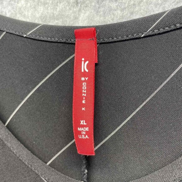 IC By Connie K Dress Womens XL Stretch Jersey Black Asymmetrical Hem Striped - Picture 7 of 11